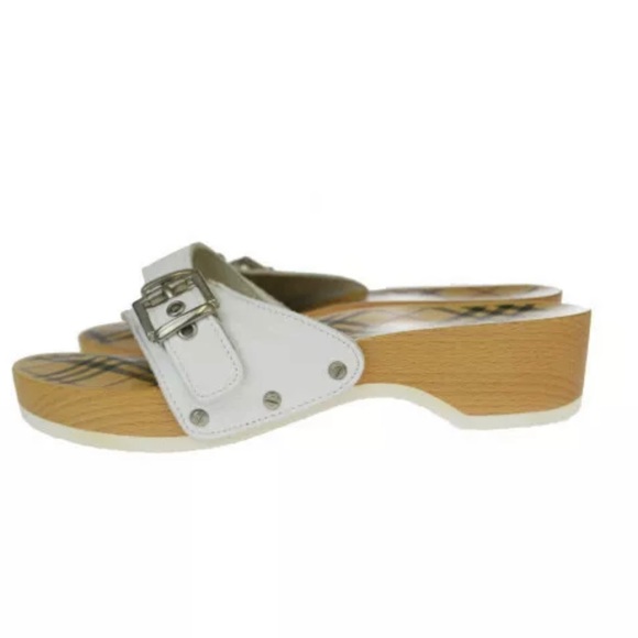 NEW BURBERRY Clog Style Wooden Sandals EU 36.5 - Picture 4 of 6